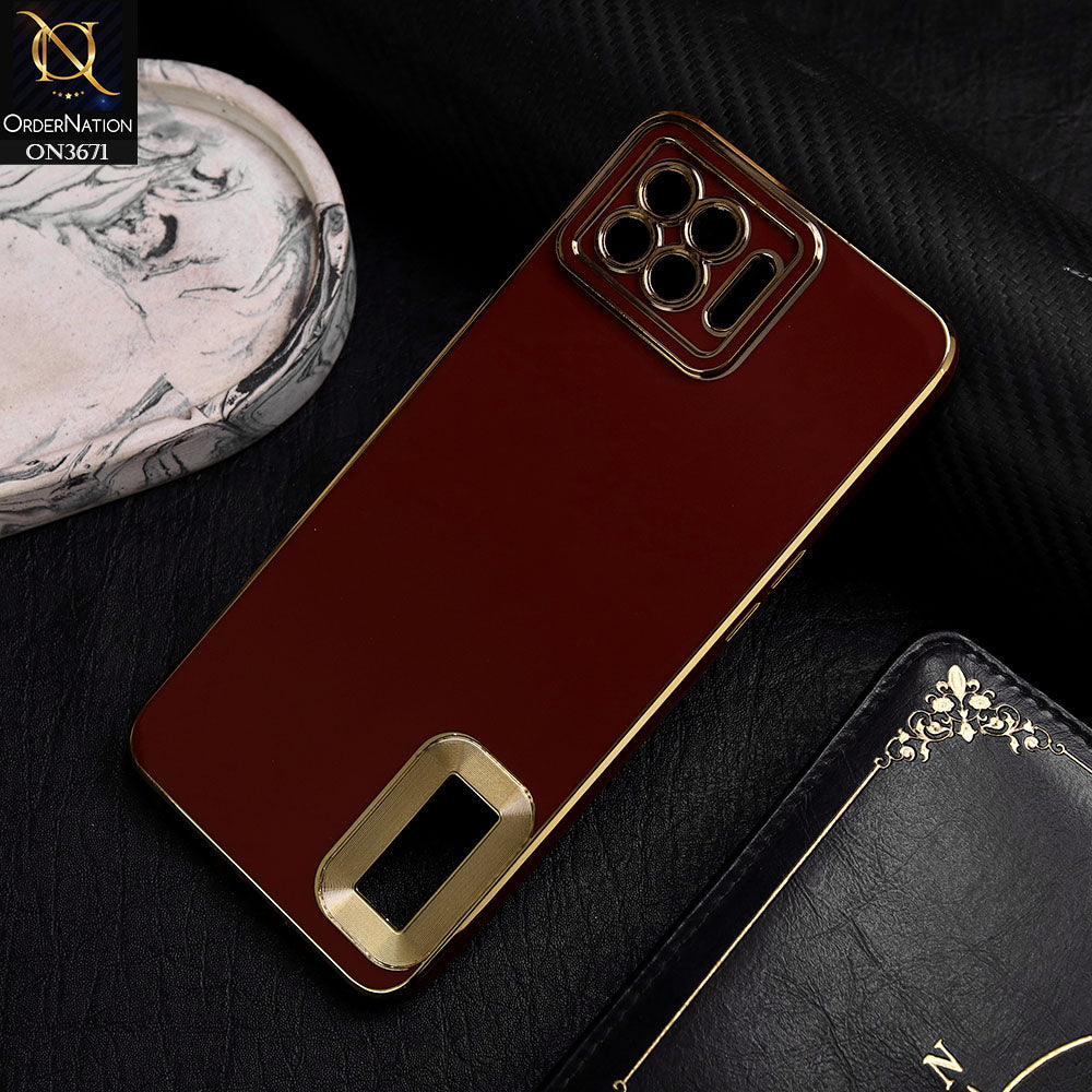 Oppo F17 Pro Cover - Maroon -  All New Electroplating Borders With Logo Hole Protective Soft Silicon Case