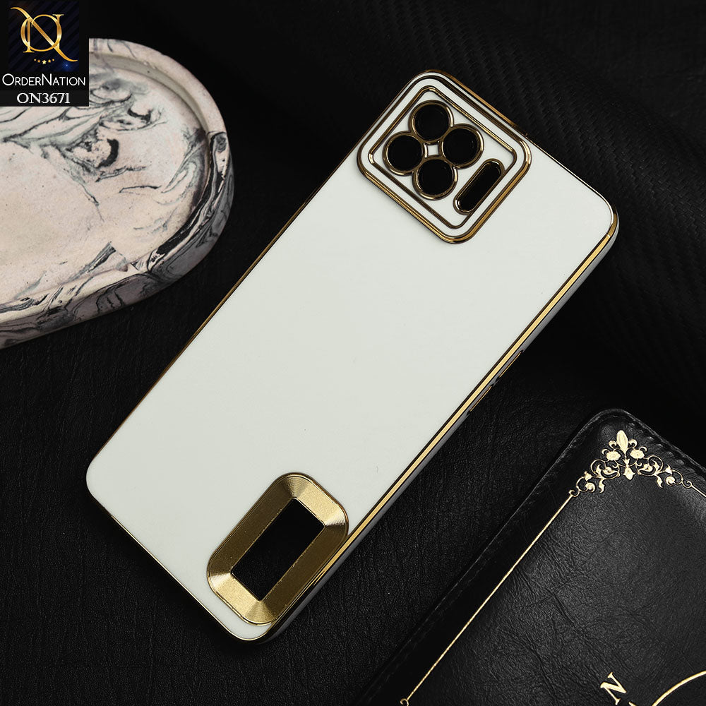 Oppo Reno4 Lite Cover - White -  All New Electroplating Borders With Logo Hole Protective Soft Silicon Case