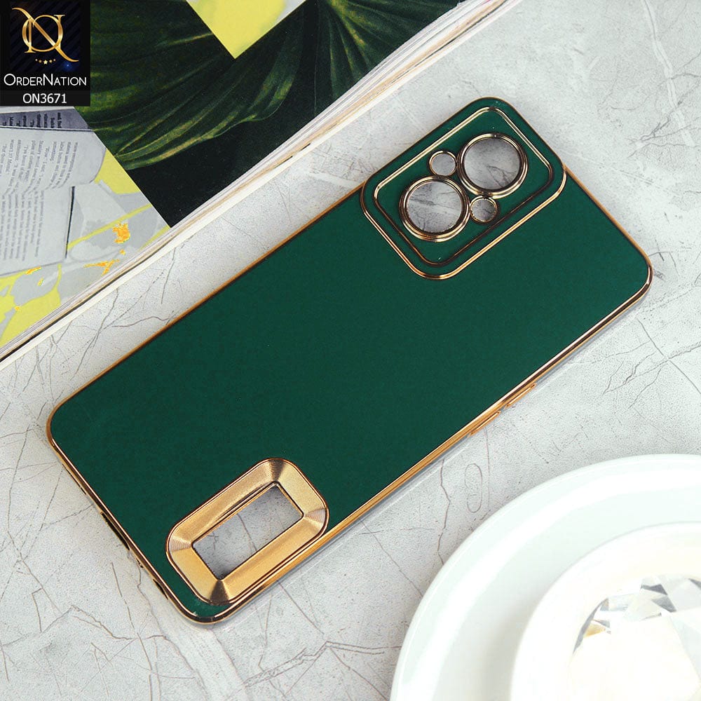Oppo F21 Pro 5G Cover - Green - All New Electroplating Borders With Logo Hole Protective Soft Silicon Case
