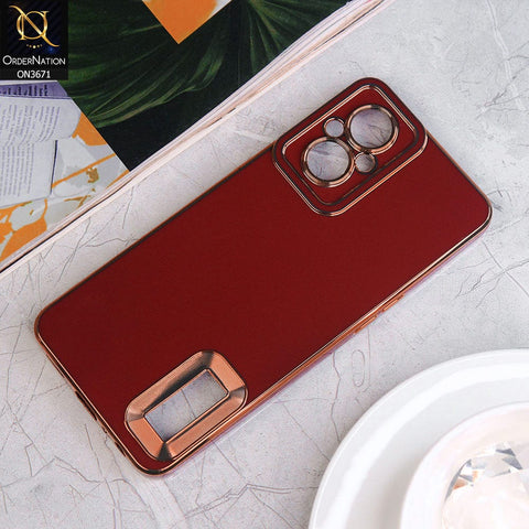 Oppo Reno 7 Lite Cover - Maroon - All New Electroplating Borders With Logo Hole Protective Soft Silicon Case