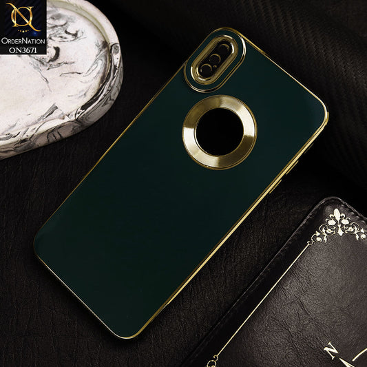 iPhone XS Max Cover - Green -  All New Electroplating Borders With Logo Hole Protective Soft Silicon Case
