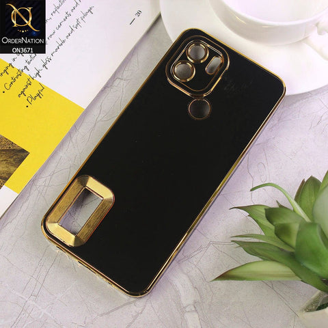 Xiaomi Poco C50 Cover - Black - All New Electroplating Borders With Logo Hole Protective Soft Silicon Case