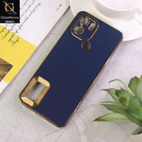 Xiaomi Redmi A1 Plus Cover - Blue - All New Electroplating Borders With Logo Hole Protective Soft Silicon Case