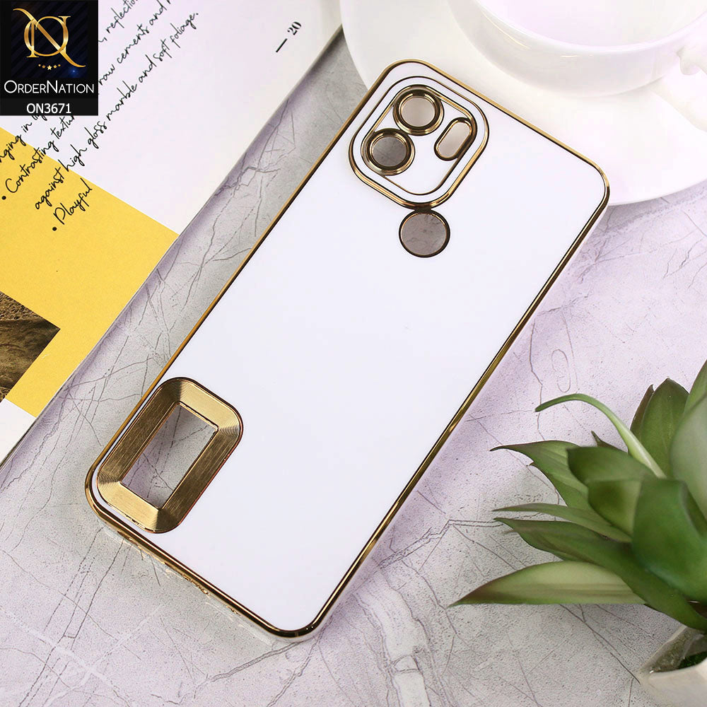 Xiaomi Redmi A1 Plus Cover - White - All New Electroplating Borders With Logo Hole Protective Soft Silicon Case