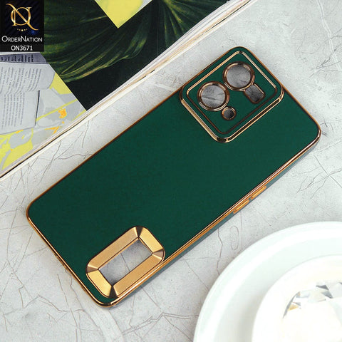 Oppo Reno 7 4G Cover - Green - All New Electroplating Borders With Logo Hole Protective Soft Silicon Case