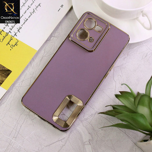 Oppo F21 Pro 4G Cover - Mauve - All New Electroplating Borders With Logo Hole Protective Soft Silicon Case