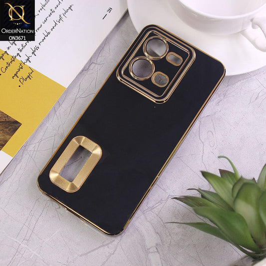 Vivo V25 5G Cover - Black - All New Electroplating Borders With Logo Hole Protective Soft Silicon Case