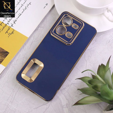 Vivo V25 5G Cover - Blue - All New Electroplating Borders With Logo Hole Protective Soft Silicon Case