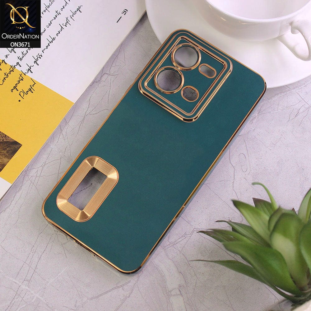 Vivo V25 5G Cover - Green - All New Electroplating Borders With Logo Hole Protective Soft Silicon Case