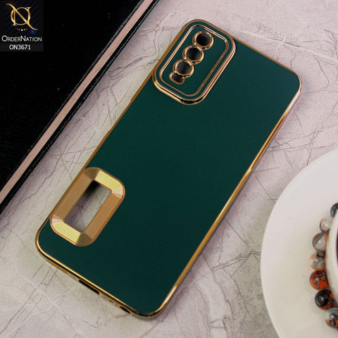 Vivo Y20i Cover - Green - All New Electroplating Borders With Logo Hole Protective Soft Silicon Case