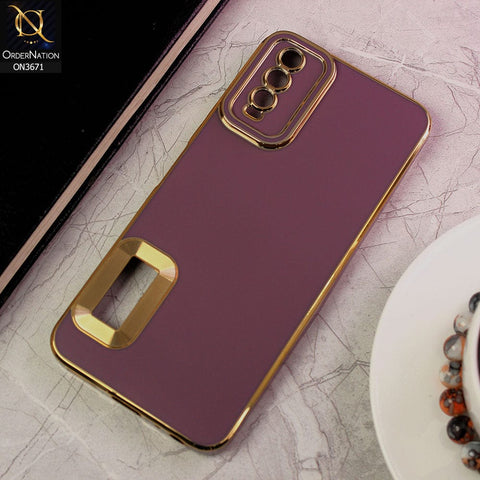 Vivo Y20T Cover - Mauve - All New Electroplating Borders With Logo Hole Protective Soft Silicon Case