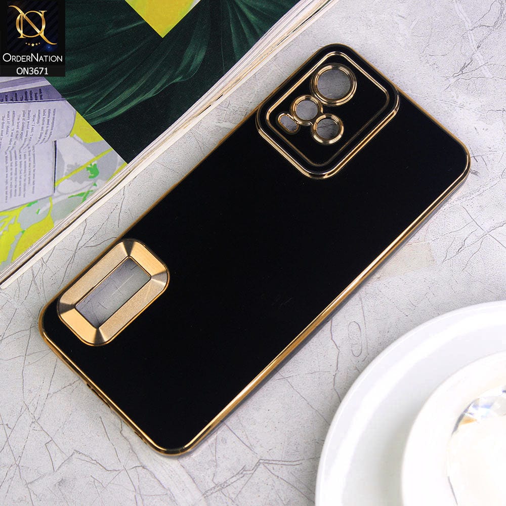 Vivo Y21a Cover - Black - All New Electroplating Borders With Logo Hole Protective Soft Silicon Case