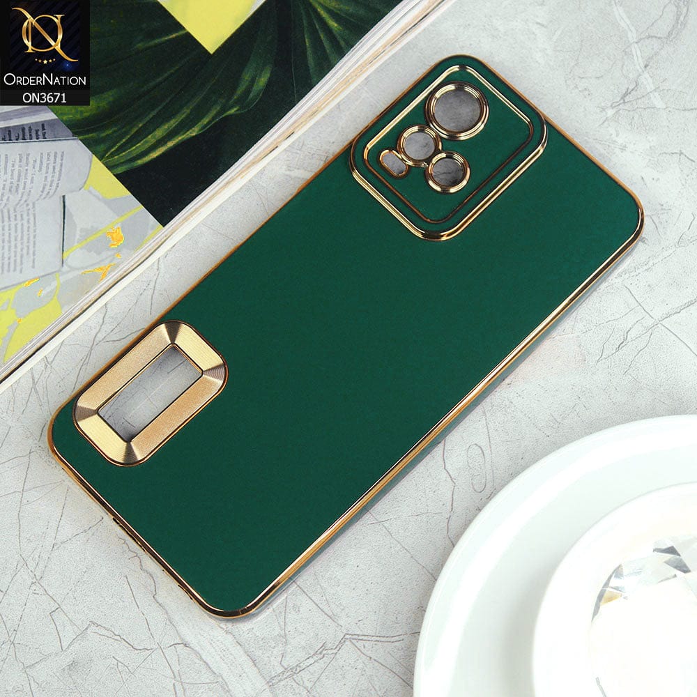 Vivo Y21 Cover - Green - All New Electroplating Borders With Logo Hole Protective Soft Silicon Case