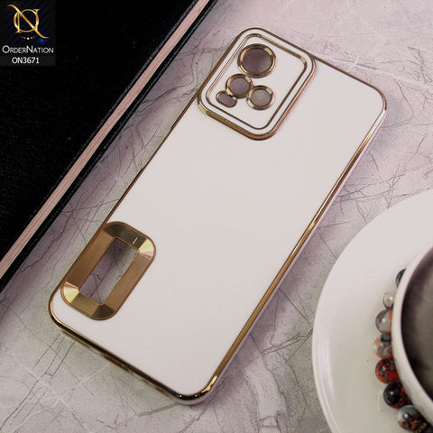 Vivo Y21e Cover - White - All New Electroplating Borders With Logo Hole Protective Soft Silicon Case