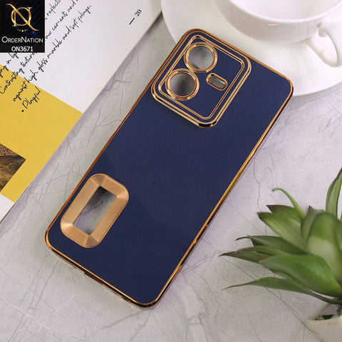 Vivo Y22 Cover - Blue - All New Electroplating Borders With Logo Hole Protective Soft Silicon Case