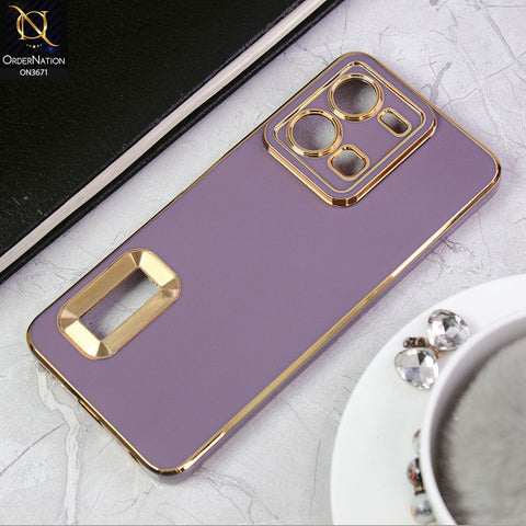 Vivo Y35 4G Cover - Mauve -All New Electroplating Borders With Logo Hole Protective Soft Silicon Case