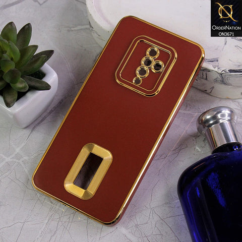 Vivo Y51 (2020 September) Cover - Maroon - All New Electroplating Borders With Logo Hole Protective Soft Silicon Case