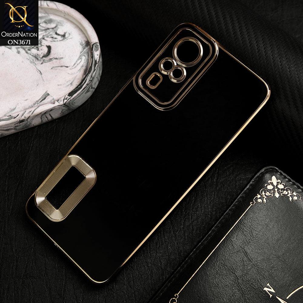 Vivo Y31 Cover - Black -  All New Electroplating Borders With Logo Hole Protective Soft Silicon Case