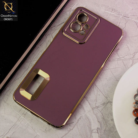 vivo Y55 5G Cover - Mauve - All New Electroplating Borders With Logo Hole Protective Soft Silicon Case