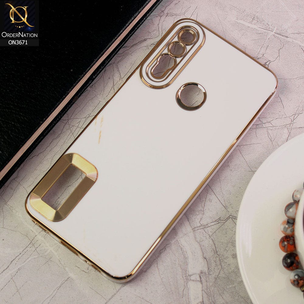Honor 9X Cover - White - All New Electroplating Borders With Logo Hole Protective Soft Silicon Case