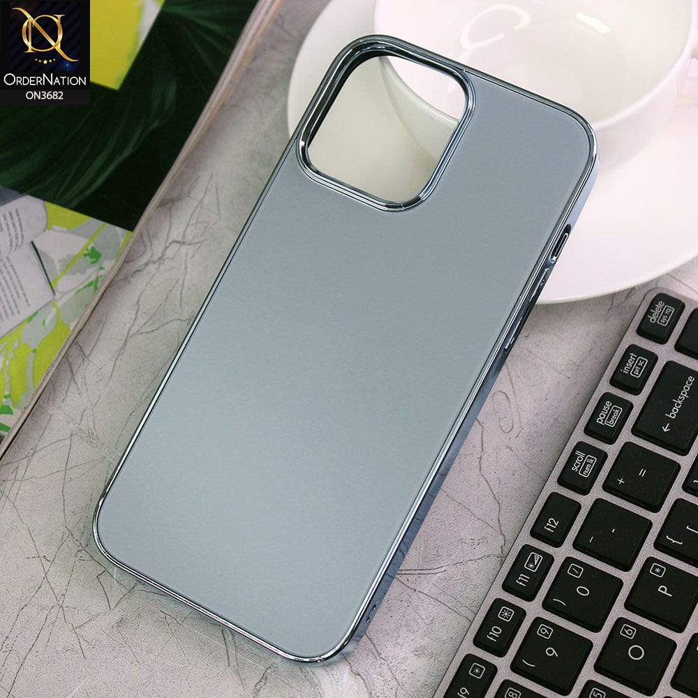 iPhone 12 Pro Max Cover - Sierra Blue - Magic Mask Q-Series Trendy Electroplated Shiny Borders Scratch Resistant Protective Soft Case