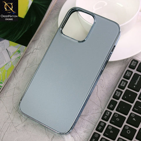 iPhone 12 Pro Max Cover - Sierra Blue - Magic Mask Q-Series Trendy Electroplated Shiny Borders Scratch Resistant Protective Soft Case