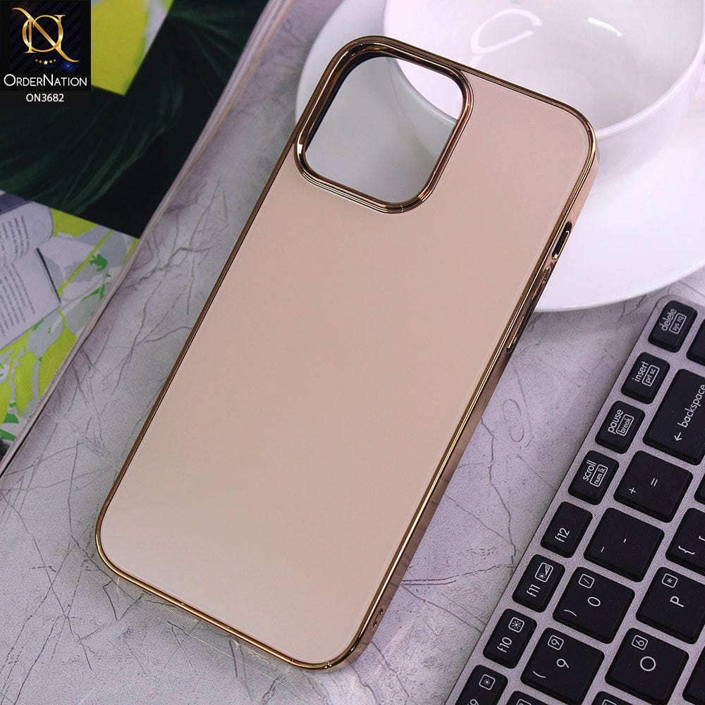 iPhone 13 Pro Max Cover - Golden - Magic Mask Q-Series Trendy Electroplated Shiny Borders Scratch Resistant Protective Soft Case