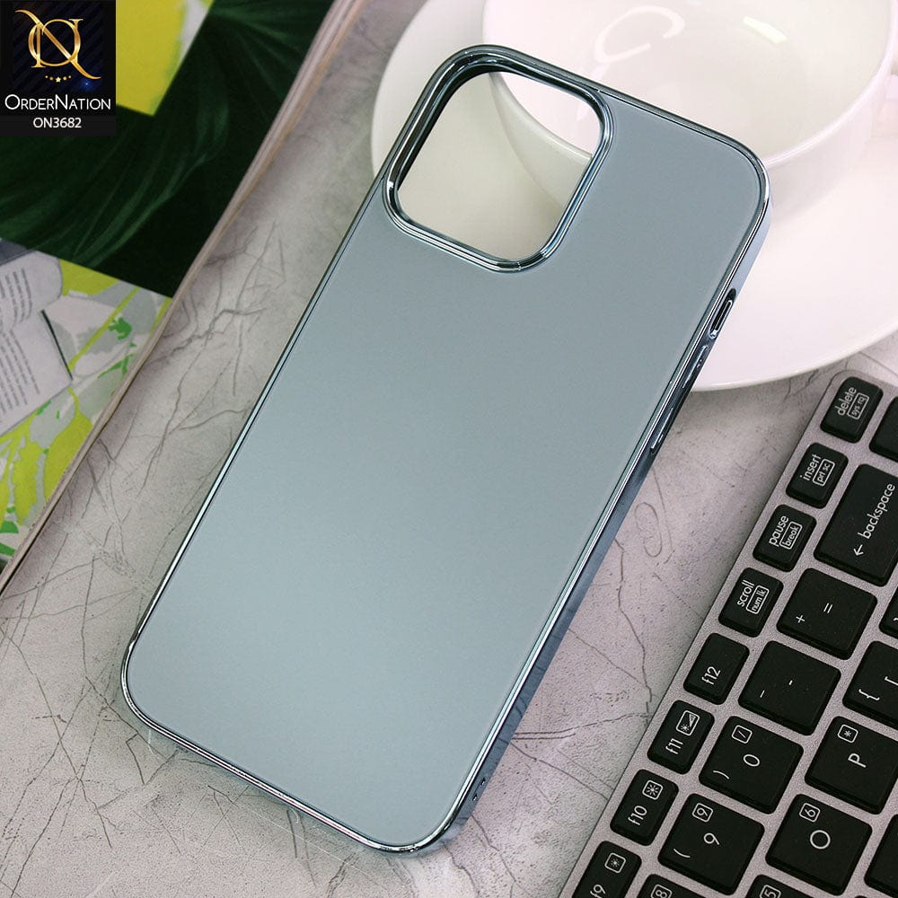 iPhone 14 Pro Max Cover - Sierra Blue - Magic Mask Q-Series Trendy Electroplated Shiny Borders Scratch Resistant Protective Soft Case