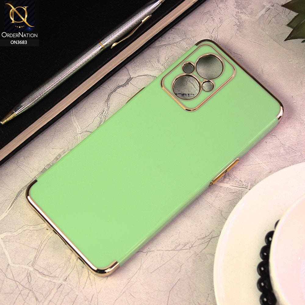 Oppo F21 Pro 5G Cover - Light Green - Electroplated Shiny Borders Soft Silicon Camera Protection Case