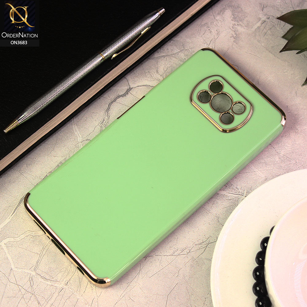 Xiaomi Poco X3 Pro Cover - Light Green - Electroplated Shiny Borders Soft Silicon Camera Protection Case