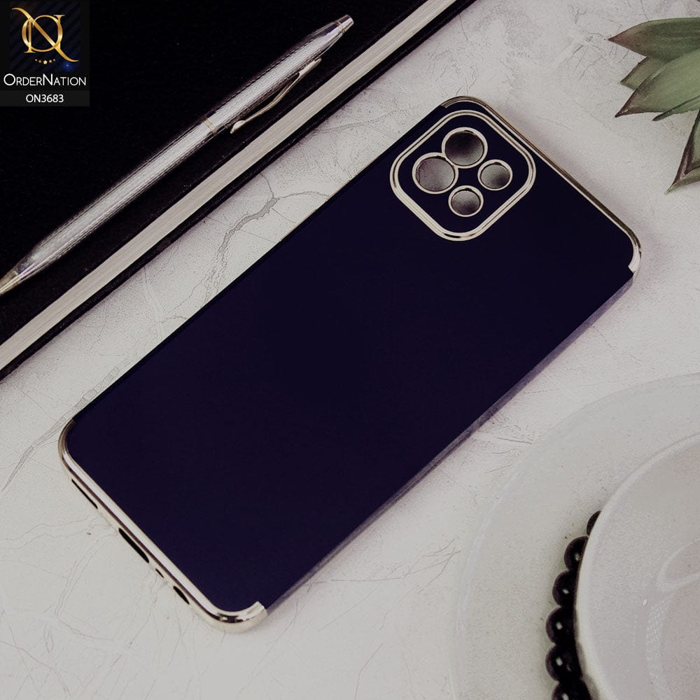 Samsung Galaxy A03 Cover - Blue - Electroplated Shiny Borders Soft Silicon Camera Protection Case