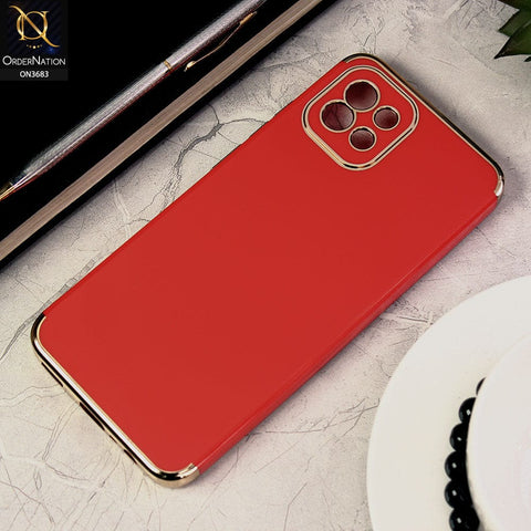 Samsung Galaxy A03 Cover - Red - Electroplated Shiny Borders Soft Silicon Camera Protection Case