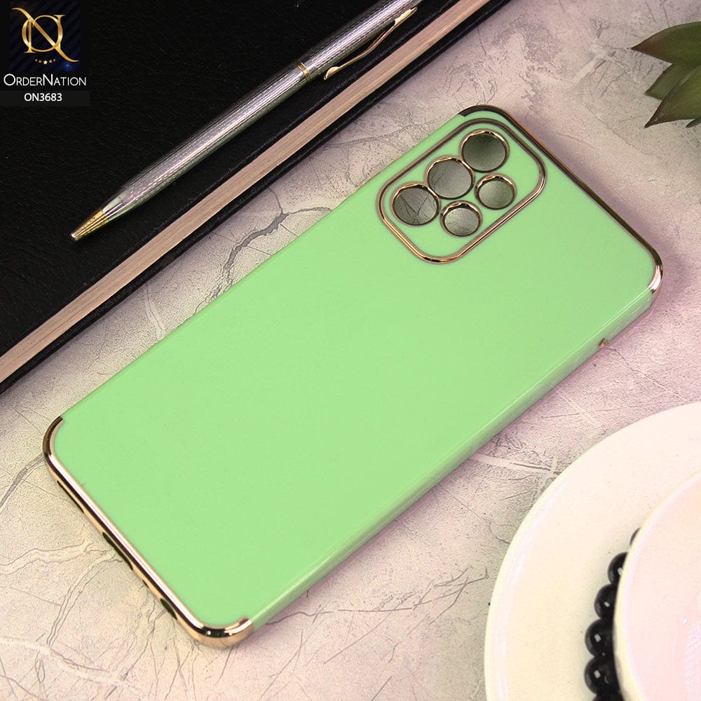 Samsung Galaxy A13 Cover - Light Green - Electroplated Shiny Borders Soft Silicon Camera Protection Case