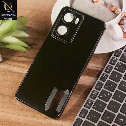 Oppo A77 4G Cover - Black - Soft Silicone Camera Lense Protector Logo Hole Case