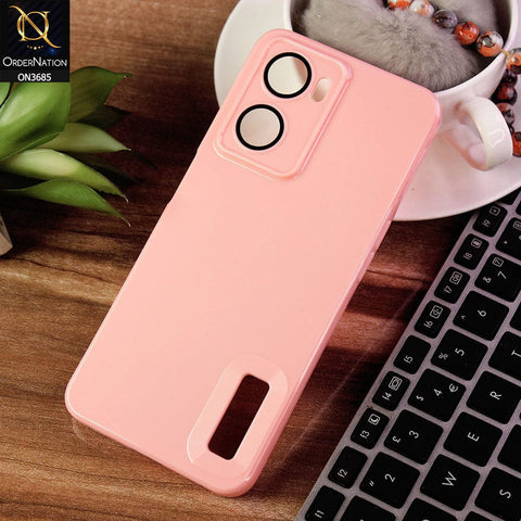 Oppo A77s Cover - Pink - Soft Silicone Camera Lense Protector Logo Hole Case