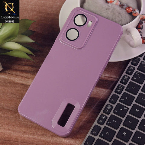 Oppo A57 4G 2022 Cover - Purple - Soft Silicone Camera Lense Protector Logo Hole Case