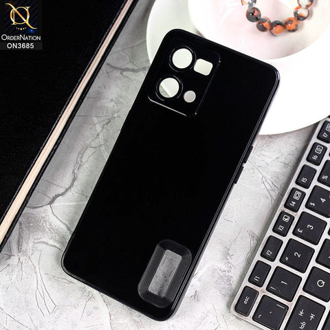 Oppo Reno 7 4G Cover - Black - Soft Silicone Camera Lense Protector Logo Hole Case