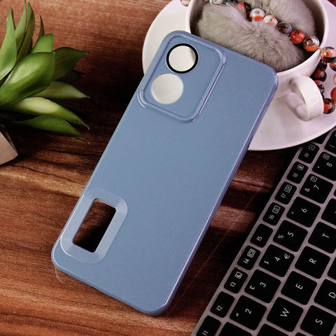 Vivo Y02s Cover - Gray - Soft Silicone Camera Lense Protector Logo Hole Case