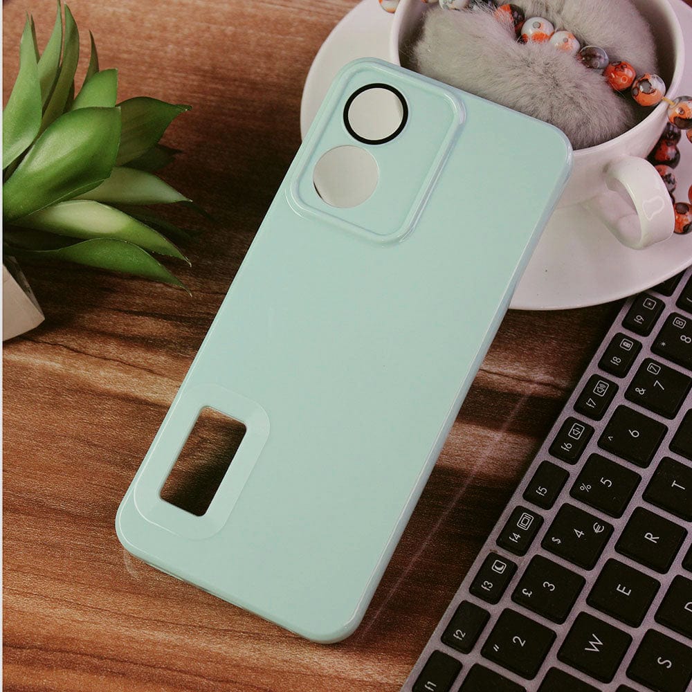 Vivo Y02s Cover - Light Green - Soft Silicone Camera Lense Protector Logo Hole Case