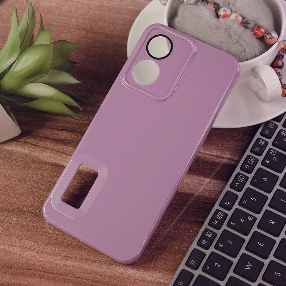 Vivo Y02s Cover - Purple - Soft Silicone Camera Lense Protector Logo Hole Case