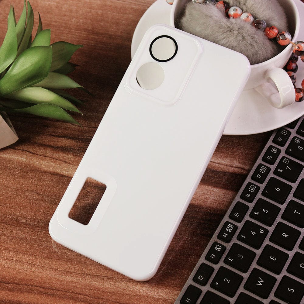 Vivo Y02s Cover - White - Soft Silicone Camera Lense Protector Logo Hole Case