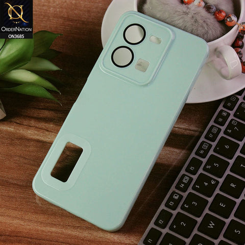 Vivo Y35 4G Cover - Light Green - Soft Silicone Camera Lense Protector Logo Hole Case