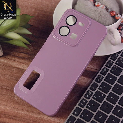 Vivo Y35 4G Cover - Purple - Soft Silicone Camera Lense Protector Logo Hole Case