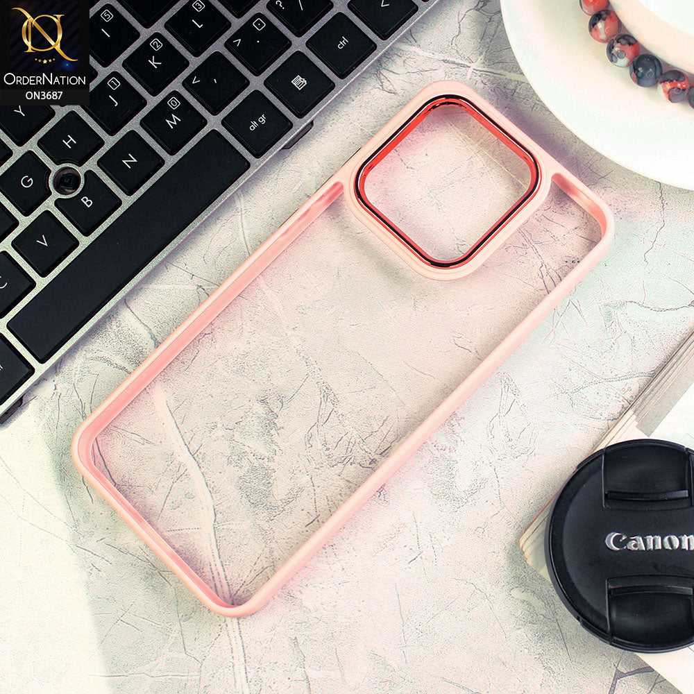 Xiaomi Redmi 10C Cover - Pink - New Electroplating Camera Ring Colored Soft Silicon Borders Protective Clear Back Case