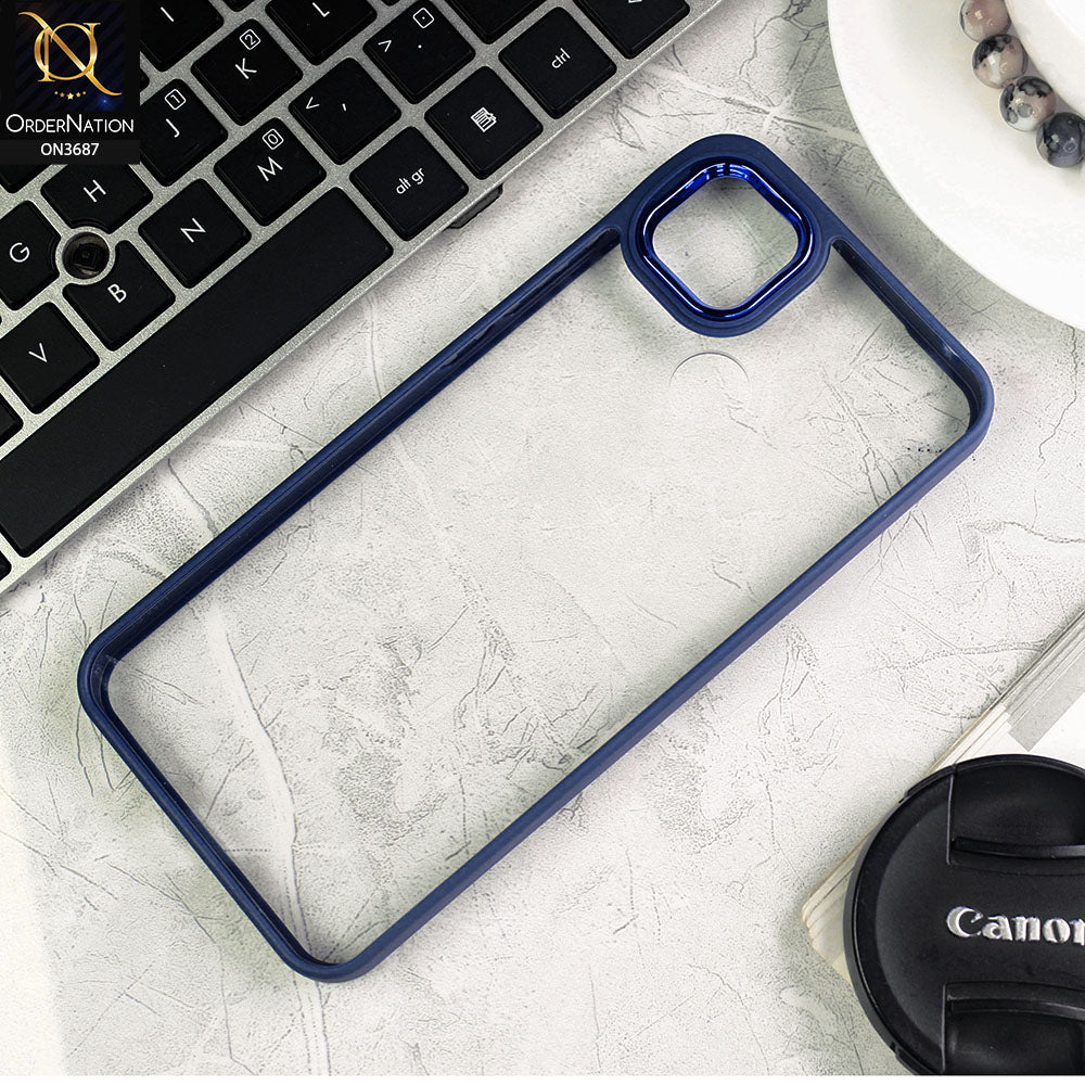 Xiaomi Redmi 9C Cover - Blue - New Electroplating Camera Ring Colored Soft Silicon Borders Protective Clear Back Case