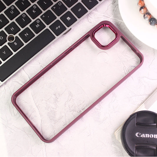 Xiaomi Redmi 10A Cover - Maroon - New Electroplating Camera Ring Colored Soft Silicon Borders Protective Clear Back Case