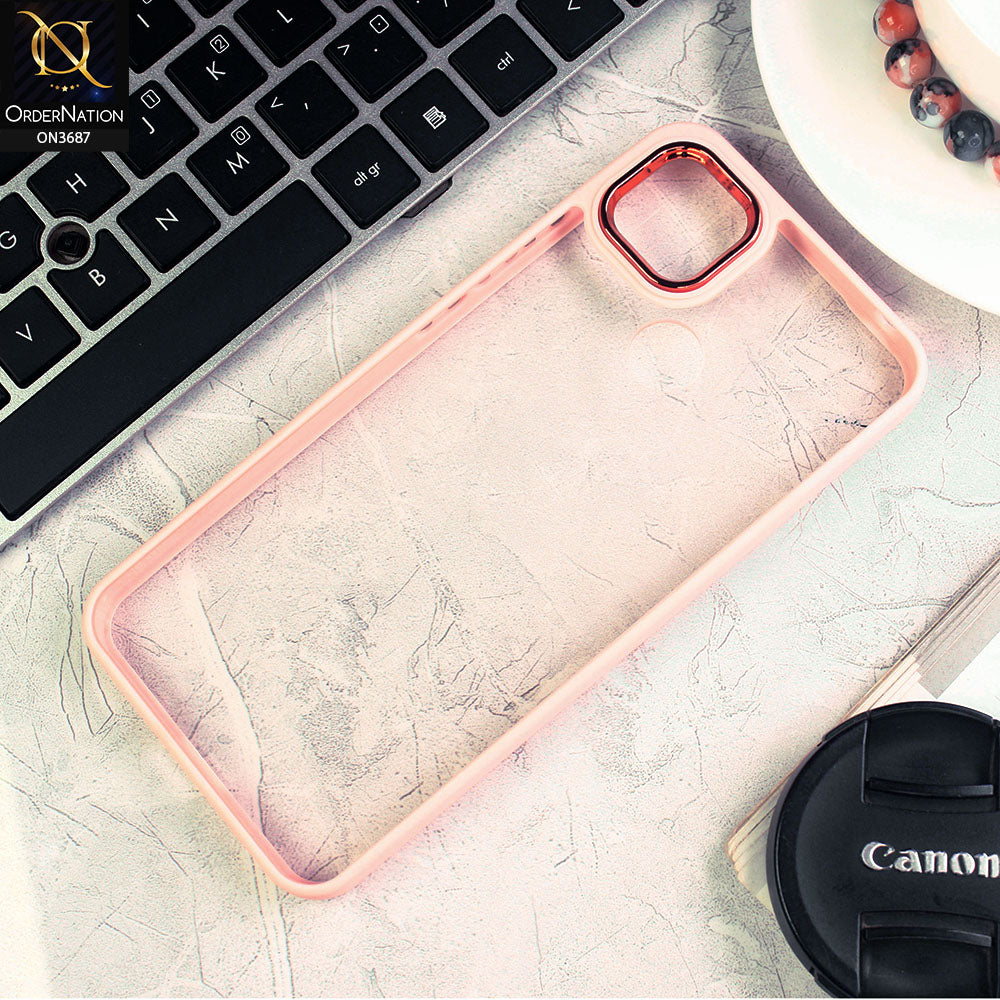 Xiaomi Redmi 10A Cover - Pink - New Electroplating Camera Ring Colored Soft Silicon Borders Protective Clear Back Case