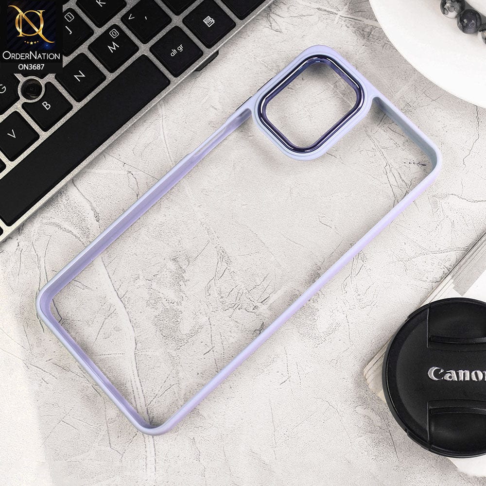 Samsung Galaxy A12 Nacho Cover - Gray - New Electroplating Camera Ring Colored Soft Silicon Borders Protective Clear Back Case