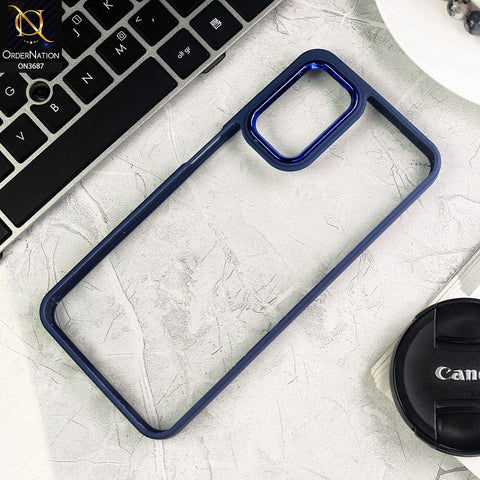 Samsung Galaxy A13 Cover - Blue - New Electroplating Camera Ring Colored Soft Silicon Borders Protective Clear Back Case