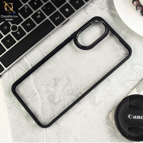 Vivo Y02s Cover - Black - New Electroplating Camera Ring Colored Soft Silicon Borders Protective Clear Back Case